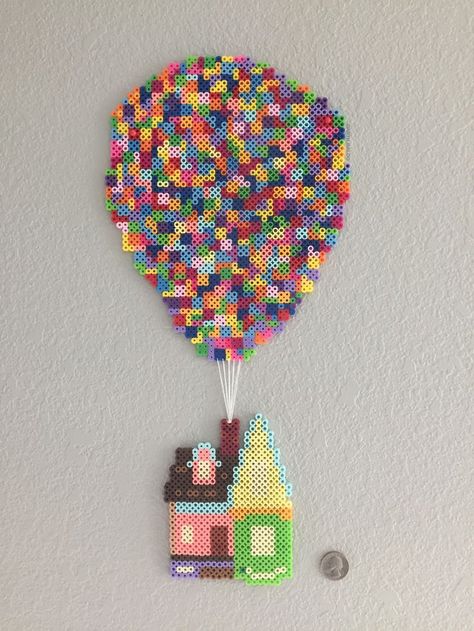 The house from Up! (Pixar movie) done in perler beads by darth_baloo Perler Bead Designs, Hamma Beads Ideas, Pixels Art, Melty Bead Patterns, Pearl Beads Pattern, Easy Perler Beads Ideas, Hama Beads Design, Perler Bead Templates, Wallpaper Disney