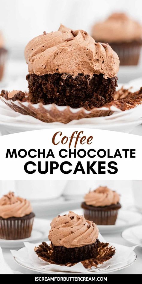 White Chocolate Mocha Cupcakes, Mocha Buttercream Frosting, Chocolate Coffee Cupcakes, Mocha Buttercream, Mocha Frosting, Best Chocolate Cupcakes, Mocha Cupcakes, Coffee Cupcakes, Mocha Chocolate