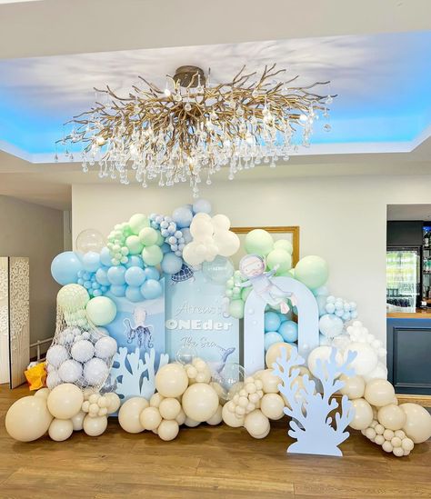 Sea Theme Decor, Under The Sea Backdrop, One Der The Sea, Sea Backdrop, Baby Shower Theme Decorations, Wedding Entrance Decor, Baby D, Wedding Entrance, Under The Sea Party