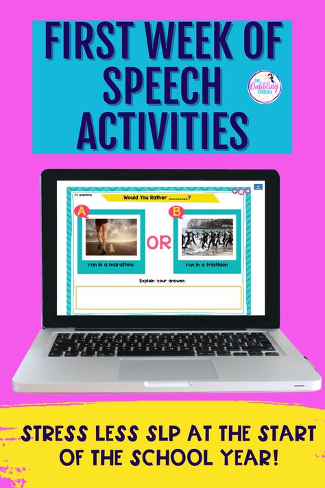 First Week Of Speech Therapy Activities, Backing Speech Therapy Activities, First Day Of Speech Therapy Activities, Speech Therapy First Day Activity, Speech Therapy For Middle Schoolers, School Based Speech Therapy, Back To School Speech Therapy Activities, Speech Classroom Decor, Activities For Back To School