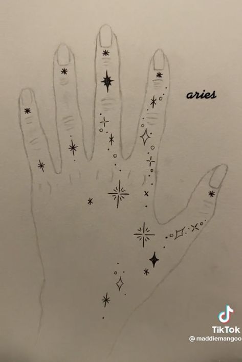 Hand Constellation Tattoo, Constellation Hand Tattoo, Aries Hand Tattoo, Things To Draw On Your Leg, Cute Henna Tattoos, Cute Henna, Hand Doodles, Simple Henna Tattoo, Hand Tattoo