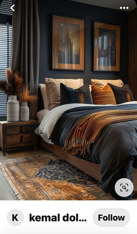 Male Bedroom Ideas, Mens Bedroom Decor, Moody Bedroom, Mens Bedroom, Black Bedroom, Home Alone, Remodel Bedroom, Master Bedrooms Decor, Dream Bedroom