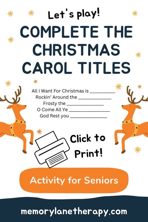 Senior Citizens Christmas Games, Senior Christmas Activities, January Activity Ideas For Seniors, Christmas Activities For Senior Citizens, Christmas Activities For Elderly, December Activities For Seniors, Ltc Activities, Christmas Activities For Seniors, January Activities For Seniors