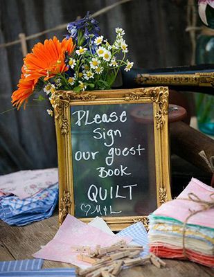 A beautiful, sentimental alternative to a guest book! Have guests sign fabric squares, then have them made into a quilt to treasure as a family keepsake. Wedding Guest Quilt, Wedding Guest Book Quilt, Wedding Guest Book Ideas, Diy Wedding Guest Book, Guest Book Ideas, Creative Wedding Favors, Wedding Guest Book Unique, Unique Guest Book, Diy Wedding Gifts