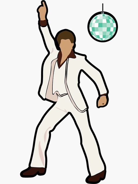 "Disco Fever" Sticker for Sale by chopsicle | Redbubble Disco Clipart, 70s Theme, Disco Aesthetic, 70s Men, Disco Fever, Saturday Night Fever, Doodle Sketch, Hair A, My Hair