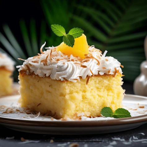 Starbucks Pineapple Cloud Cake Cloud Cake Recipe, Pineapple Dump Cake Recipe, Easy Pineapple Cake, Cherry Dump Cake Recipe, Pineapple Dump Cake, Pineapple Cake Recipe, Pineapple Dessert Recipes, Cloud Cake, Custard Cake