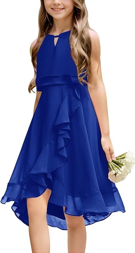 Amazon.com: Galawaqe Kids A-Line Halter Neck Chiffon Junior Bridesmaid Dresses Fancy Girl Dress Wedding Elegant Party Gown 5-14 Years Royal Blue: Clothing, Shoes & Jewelry Bridesmaid Dresses Fancy, Royal Blue Bridesmaid Dresses, Dresses Fancy, Royal Blue Dress, Wedding Elegant, Fancy Dress For Kids, Wedding Dresses For Girls, Party Gown, Junior Bridesmaid Dresses