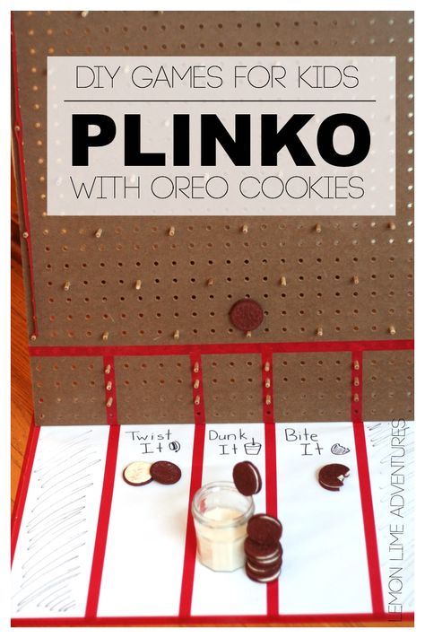 Plink with Oreo Cookies DIY Games for Kids | This is such an awesome game for kids! How fun! Diy Plinko, Diy Games For Kids, Plinko Game, Camp Games, Boys Play, Carnival Ideas, Simple Activities, School Carnival, Primary Ideas