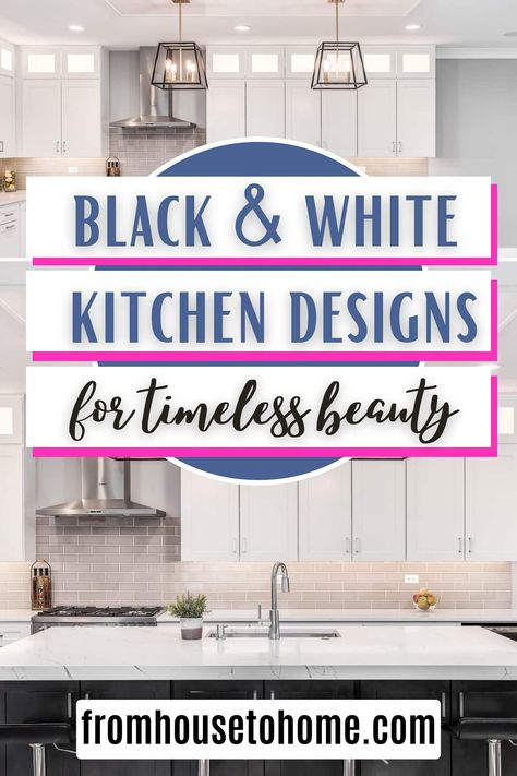 black and white kitchen designs for timeless beauty White And Black Kitchens, Black Decor Ideas, Black And White Farmhouse Kitchen, Black And White Kitchen Decor, White Kitchen Designs, Modern Kitchen Photos, Farmhouse Kitchen Colors, Black Kitchen Countertops, Kitchen Color Palettes