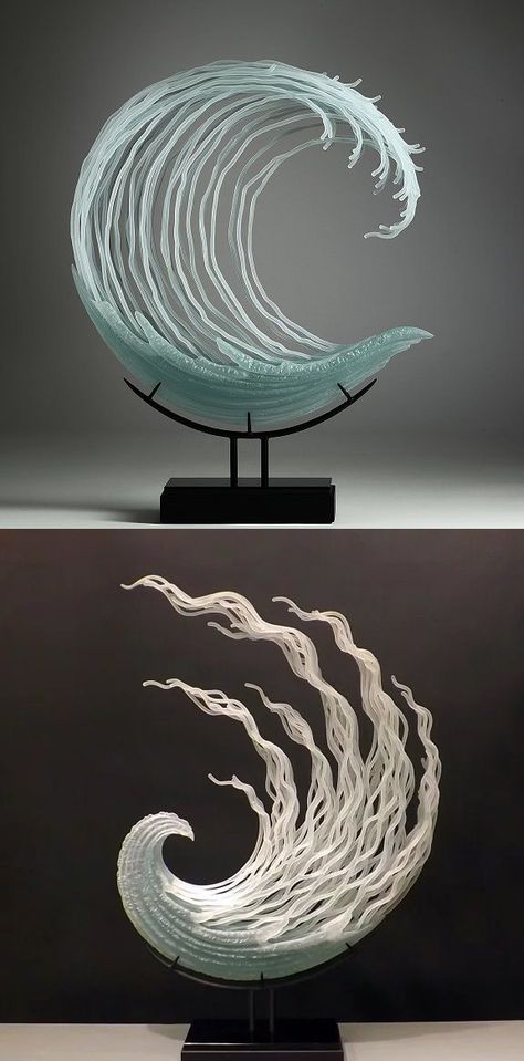 Artist K. William LeQuier captures the movement of ocean waves in gorgeous glass sculptures.