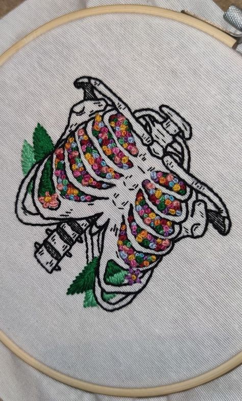 Skeleton Hand Embroidery, Embroderie Patterns Free Pdf, Skeleton Embroidery Pattern, Cool Embroidery Ideas, Skull Embroidery Pattern, Cool Embroidery Designs, Embroidery Skeleton, Embroidery Art Modern, Modern Embroidery Designs