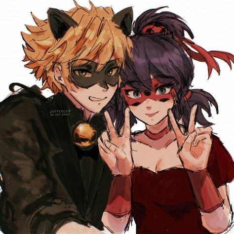 ladynoir ★ ladybug and cat noir fanart by joffeecup Ladybug And Cat Noir Fanart, Cat Noir Fanart, Tikki Y Plagg, Ladybug Art, Ladybug And Cat Noir, Ladybug Wallpaper, Miraculous Ladybug Oc, Miraculous Ladybug Fanfiction, Marinette And Adrien