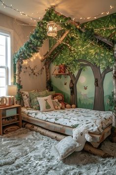 Enchanted Room Decor, Forest Theme Playroom, Magical Kids Bedroom, Forest Room Kids, Whimsical Kids Bedroom, Fort Bedroom, Bedroom For Toddler Girl, Girl Nursery Organization, Ideas For Teen Girls Bedroom