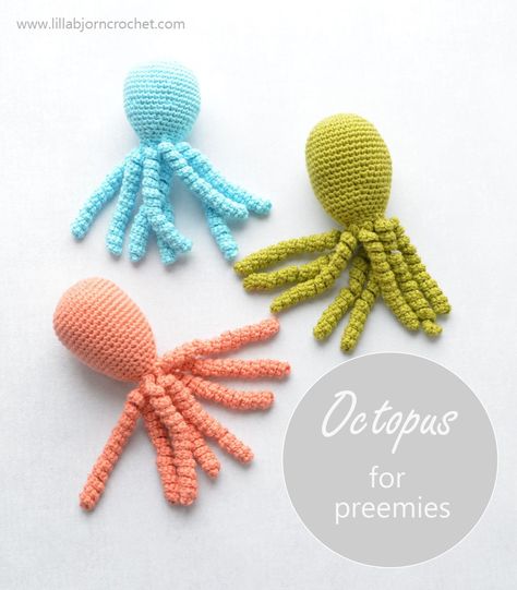 Preemie Patterns, Charity Crochet, Crochet Tips And Tricks, Preemie Octopus, Bowl Holders, Preemie Crochet, Octopus Design, Preemies, Crochet Octopus