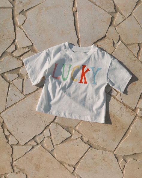 The Lucky Tee - available for preorder now! The perfect top for your happy go lucky kid. Thank you for shopping in advance, it helps us so much with getting the right sizes and quantities. We are the lucky ones with customers like you ❤️ Happy Go Lucky, The Lucky One, Cool Things, Pre Order, Are You Happy, Like You, Thank You, Quick Saves