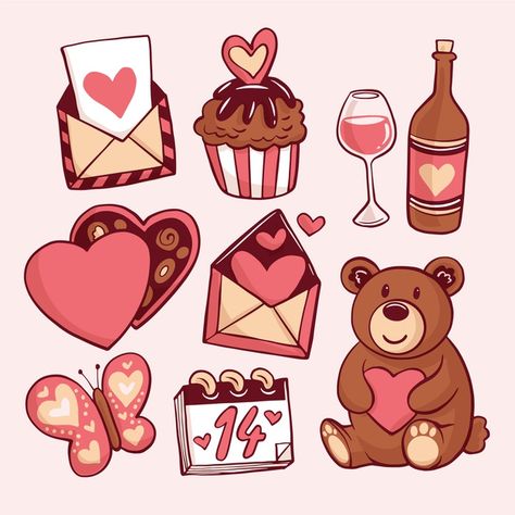 Hand drawn valentines day element collection Valentines Cute Drawings, Valentine’s Day Clipart, Happy Valentines Day Drawings, Valentine’s Day Stickers, Valentines Drawings Aesthetic, Valentine’s Day Doodles, Valentine Illustration Cute, Valentines Design Ideas, Valentine’s Day Drawing