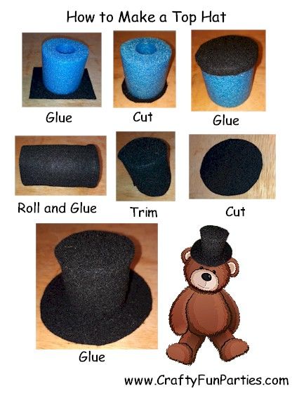 How To Make a Pool Noodle Top Hat Craft, DIY, Steampunk Pool Noodle Snowman, Top Hats Christmas, Pool Noodle Gnomes Diy, Diy Top Hat Decoration, Diy Gnome Hats, Diy Snowman Hat How To Make, Making A Snowman Hat, How To Make A Top Hat, Gnome Top Hat Pattern