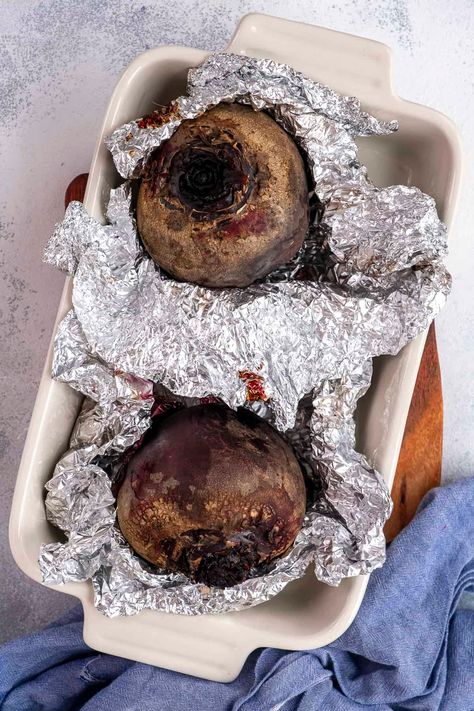 Roasting whole beets in foil is the easiest way to cook beets. #beets #roastedbeets #beetroots Roasting Beets In Oven With Foil, How To Roast Beets In Oven, Roast Beets Oven, Roasted Beets Oven, Storing Beets, Roasted Beets In Foil, How To Store Beets, How To Cook Beetroot, How To Roast Beets