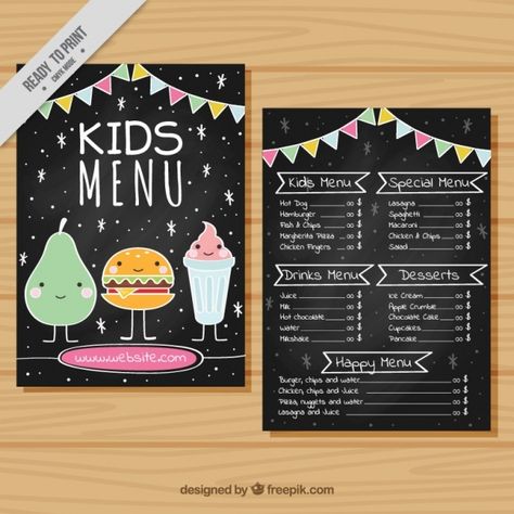 Stall Decorations, Kids Restaurants, Dramatic Play Printables, Menu Stand, Menu Card Design, Chicken And Chips, Printable Menu Template, Birthday Menu, Nutrition Chart