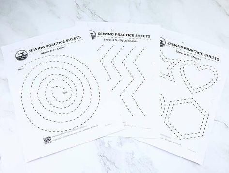 6 Free Sewing Practice Sheets Sewing Worksheets, Sewing Practice Sheets, Sewing On Paper, Sewing Practice, Motion Ideas, Daily Crafts, Sewing Pins, Kids Quilts, Seam Guide