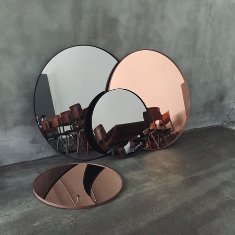 Circum mirrors from AYTM Wall Mirrors Entryway, Copper And Grey, Tinted Mirror, Rustic Wall Mirrors, Entryway Mirror, Scandinavian Color, Large Wall Mirror, Rose Gold Mirror, Living Room Mirrors