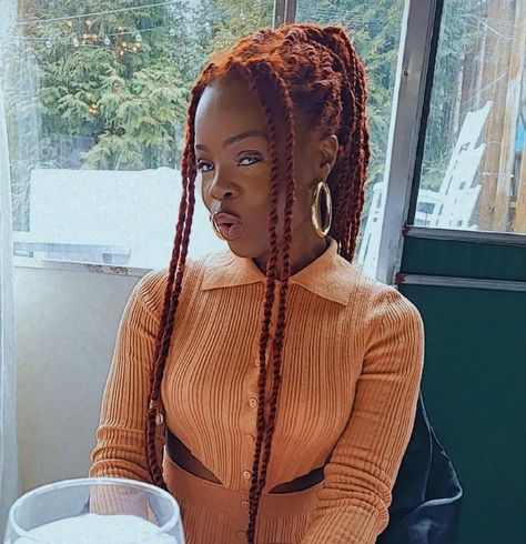 ginger hair | ginger hair on black women | hairstyles for black women | cooper hair | protective hairstyle | cooper senegalese twist | ginger twist Ginger Marley Twist, Ginger Senegalese Twist, Ginger Hair On Black Women, Ginger Outfits, Cooper Hair, Marley Twist Hairstyles, Hair Ginger, Marley Twist, Marley Twists