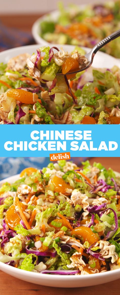 PSA: ramen is the instant upgrade your salad needs. Get the recipe at Delish.com. Mandarin Salad, Mandarin Chicken, Chinese Fruit, Chinese Chicken Salad Recipe, Chinese Chicken Salad, Salad Salad, Salad Healthy, Chinese Chicken, Healthy Salad