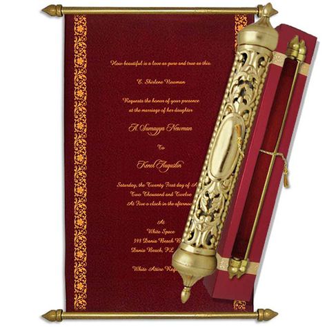 Burgundy Velvet Scroll with Royal Gold Case Royal Scroll Invitation, Red Gold Wedding Invitations, Aesthetic Cards, Scroll Invitations, Red Invitation, Wedding Scroll, Red Gold Wedding, Royal Wedding Invitation, Royal Invitation