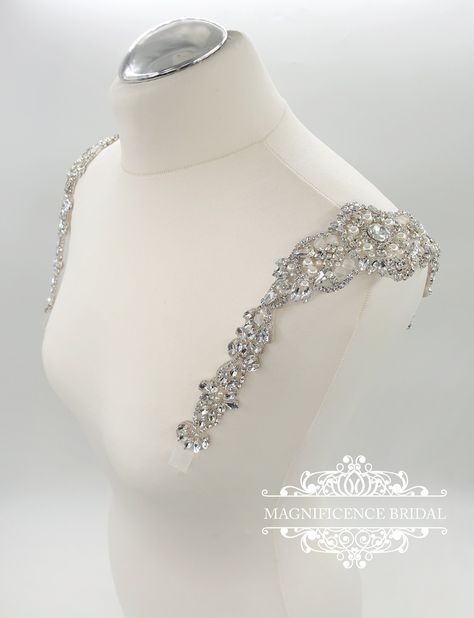 Wedding Dress Embellishments, Bridal Straps, Bling Wedding Dresses, Maid Of Honor Ideas, Straps Wedding Dress, Pearl Straps, Wedding Dress Beaded, Couture Beading, Dress Embellishments