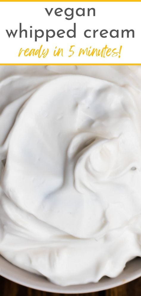 Whip up a Sweet and Silky Dairy-Free Whipped Cream in Minutes! This easy recipe calls for just 2 ingredients and a whisk, resulting in a dreamy and luscious topping for your favorite desserts. It's perfect for adding a touch of indulgence to your vegan or paleo treats. Vegan Whip Cream Recipe, Organic Whipped Cream, Dairy Free Cool Whip Recipe, Vegan Cool Whip Recipe, Oatmilk Whipped Cream Recipe, Dairy Free Cool Whip, Whipped Cream With Milk, Vegan Cool Whip, Dairy Free Dessert Recipes Easy