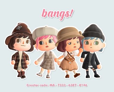 acnh pattern on Instagram: “Here is some bangs that people asked me for 😊🎀 These are available in all hair colors ! ✨ • • 🌟Credit : @ 1000forest on Twitter • • 🌸These…” Animal Crossing Hair, Ac New Leaf, New Hairstyles, Animal Crossing Qr Codes Clothes, Qr Codes Animal Crossing, Animal Crossing Characters, New Animal Crossing, Animal Crossing Game, Animal Crossing Qr