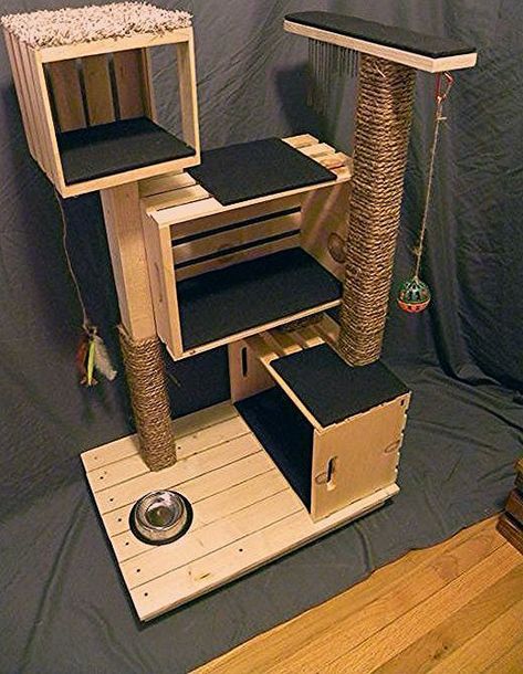 Diy Cat Tower, Katt Diy, Katt Grejer, Kat Diy, Cat Patio, Cat Tree House, Diy Cat Tree, Outdoor Cat Enclosure, Cat Wall Furniture