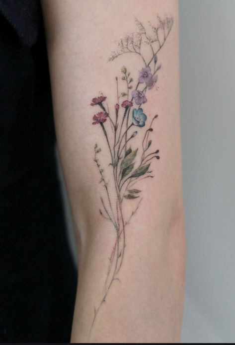 Best Feminine Tattoos, Growth Tattoo, Punk Tattoos, Tattoo Fixes, Botanical Tattoos, Tiny Flower Tattoos, Purple Tattoos, Tattoo 2024, Tattoos To Cover Scars