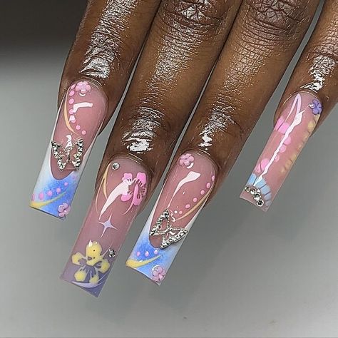 LONG ISLAND NAIL TECH (@naildbygi) • Instagram photos and videos Spring Nails 2024 Acrylic, Long Vacation Nails Tropical, Pretty Vacation Nails, Simple Spring Summer Nails, Tropical Inspired Nails, Vacation Birthday Nails, Short Nails Inspiration Spring, Cancun Mexico Nail Ideas, Tropical Blue Nails