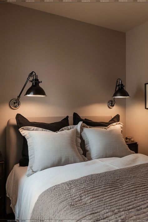 11 Best Wall Lighting Ideas for Small Bedrooms - Adore Charlotte Sconces Over Bed Headboards, Headboard Lighting Ideas, Sconces Over Bed, Sconces Above Bed, Small Bedroom Lighting Ideas, Small Bedroom Lighting, Above Bed Ideas, Cozy Small Bedroom, Wall Reading Lights