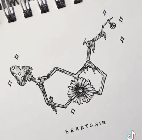 Dopamine Tattoo, Biology Tattoo, Serotonin Tattoo, Chemistry Tattoo, Molecule Art, Science Tattoos, Dna Tattoo, Molecule Tattoo, Time Tattoos