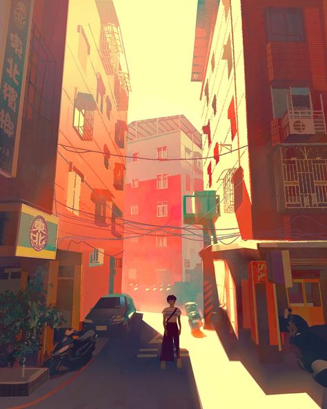 Kat Tsai, Zac Retz, Street Illustration, Bg Design, City Scene, Visual Development, Environment Design, 판타지 아트, Environment Concept Art