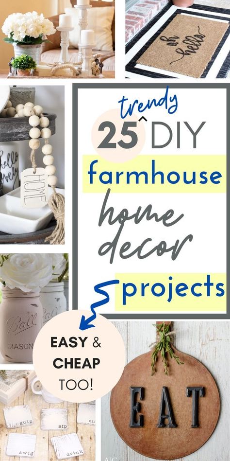 Diy Farmhouse Ideas, Cheap Diy Home Decor, Farmhouse Crafts, Country Chic Cottage, Country Diy, Farmhouse Home Decor, Easy Cheap, Farmhouse Decoration, Crafty Creations