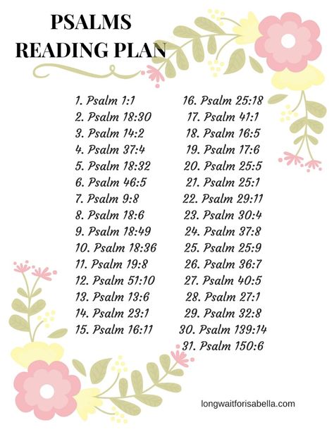 31 Days of Psalms Reading Plan (FREE) Psalm Reading Plan, Scripture Plans, Bible Plans, Daily Bible Reading Plan, Inspirational Quote Prints, Bible Verse Memorization, Scripture Writing Plans, Prayer Journaling, Children Quotes