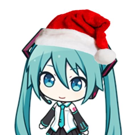 Christmas Miku Icon, Hatsune Miku Christmas Icon, Hatsune Miku Christmas Pfp, Miku Christmas Pfp, Christmas Vocaloid, Pjsk Christmas, Christmas Miku, Miku Christmas, Miku Chibi