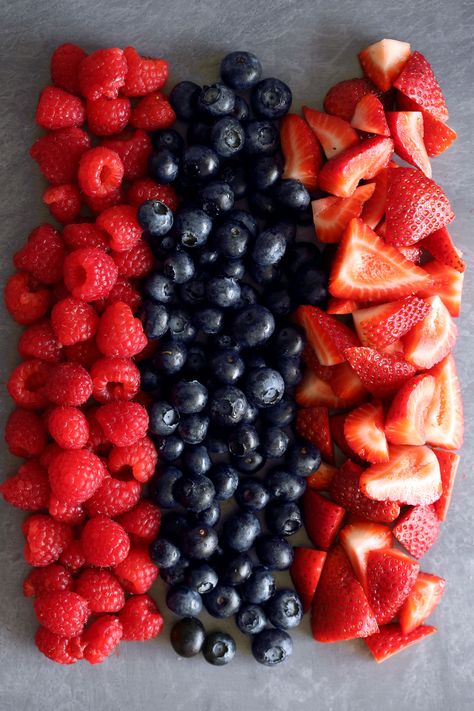 strawberries, raspberries and blueberries #redwhiteandblue #patriotic Blueberries And Raspberries Recipes, Strawberries Blueberries, Watermelon And Blueberries, Blueberries And Raspberries, Blue Raspberry Sweets, Blackberries And Raspberries, Light Summer Desserts, Baked Meringue, Healthy Meals For One