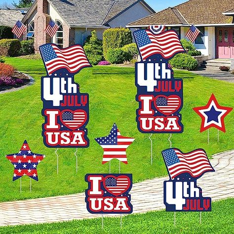 Large 4th of July Yard Signs Patriotic Decorations (Set of 7),Fourth of July Memorial Independence Day Stars Yard Sign with Stakes Outdoor Waterproof Garden Lawn Decorations Red White Blue B Independence Day Party, Memorial Day Decorations, Lawn Decorations, Custom Yard Signs, Independence Day Decoration, Yard Ornaments, Yard Decorations, Happy Fourth Of July, Patriotic Decor