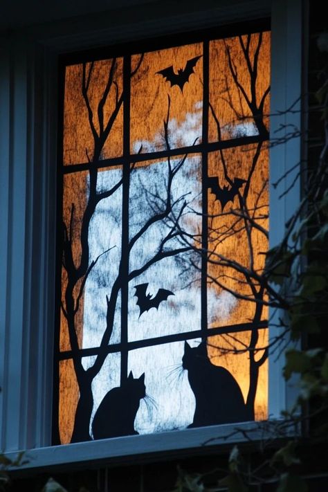 "Bring your windows to life with DIY Halloween Window Silhouettes! 🕸️🖼️ Perfect for creating a chilling effect that’s sure to impress. 🌟✨ #SpookyWindows #DIYDecor #HalloweenInspiration" Diy Halloween Window Silhouettes, Diy Halloween Window, Spooky Diy Halloween Decor, Halloween Window Silhouettes, Simple Halloween Decor, Halloween Decorations Ideas, Halloween Window Decorations, Halloween Diy Outdoor, Image Halloween