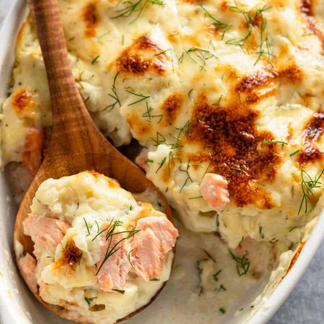 Creamy Baked Salmon, Salmon Cauliflower, Salmon And Vegetables, Salmon Casserole, Broccoli Cauliflower Casserole, Salmon Recipes Baked Healthy, Easy Casserole Dishes, Salmon And Broccoli, Canned Salmon