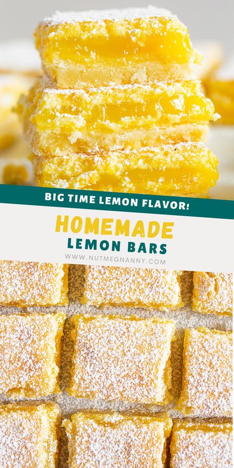 These sweet homemade lemon bars are full of tart lemon flavor and are made with a sweet shortbread crust. They are always a crowd-pleaser and great for parties or holidays! Tart Lemon Bars, Homemade Lemon Bars, Lemon Tarts, Lemon Bars Recipe, Lemon Squares, Fruit Bar, Cookie Bar, Lemon Filling, Delicious Magazine