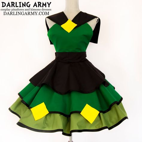 Peridot Steven Universe Cosplay Pinafore by DarlingArmy on DeviantArt Concert Costumes, Steven Universe Peridot, Kimono Dresses, Steven Universe Cosplay, Peridot Steven Universe, Hostess Apron, Female Girl, Full Circle Skirts, Pinafore Dress