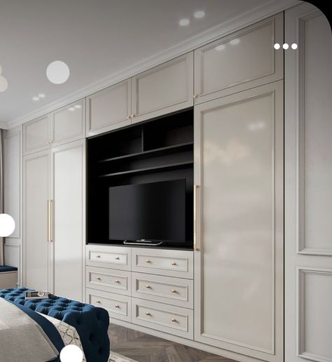 Tv With Wardrobe Design, Full Wall Wardrobe With Tv, Built In Tv Wall Unit Bedroom, Wardrobe Design Bedroom With Tv, Wall Closet With Tv, Bedroom With Tv Unit, Wardrobe Tv Unit, Wardrobe With Tv Unit, Bedroom With Tv