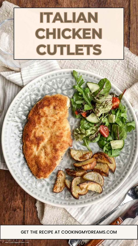 Italian Chicken Cutlets, Chicken Breast Cutlets, Easy Parmesan Crusted Chicken, Parmesan Crusted Chicken Recipe, Crusted Chicken Recipes, Chicken Breast Cutlet, Harvest Kitchen, Clean Eating Chicken, Paleo Chicken Recipes