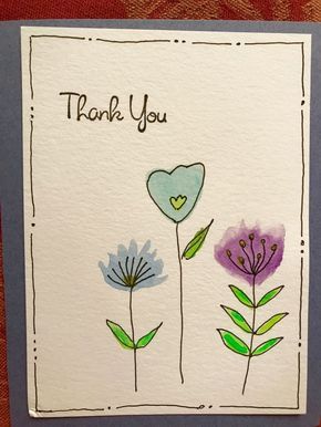 watercolor thank you card Art Cards Ideas, Watercolour Cards Simple, Card Painting Ideas, Card Painting, Watercolor Birthday Cards, Hand Drawn Cards, Envelope Art, Watercolor Greeting Cards, Paint Cards