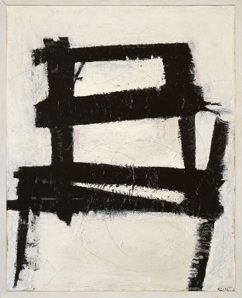 Franz Kline, The Chair, 1950,     oil on canvas, 20 ½ x 16 ⅝ in. (52.1 x 42.2 cm) framed. Collection Walker Art Center, Donated by Mr. and Mrs. Edmond R. Ruben, 1995, 1995.74. ©The Franz Kline Estate/Artists Rights Society (ARS), New York.                           Performativity and Its Addressee — On Performativity — Walker Art Center Franz Kline Painting, Franz Kline, Walker Art Center, Willem De Kooning, Action Painting, The Chair, Abstract Expressionist, Abstract Artists, White Art